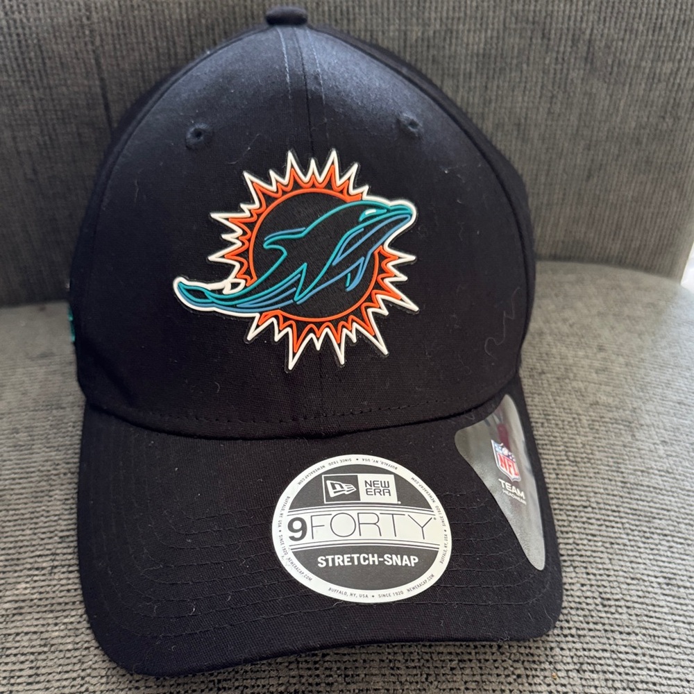 New Era Black Cap with Miami Dolphins Logo